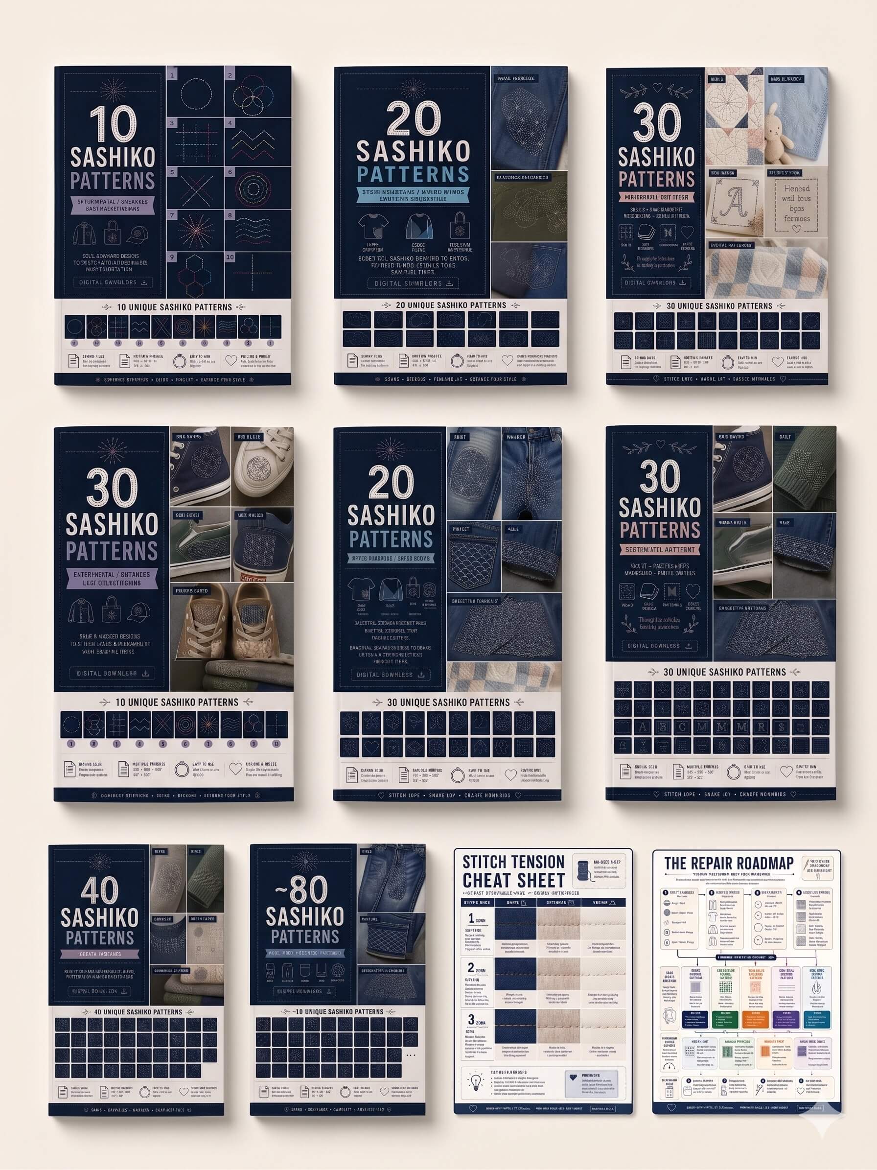 The Sashiko Mending Atelier — Bundle 200+ Patterns